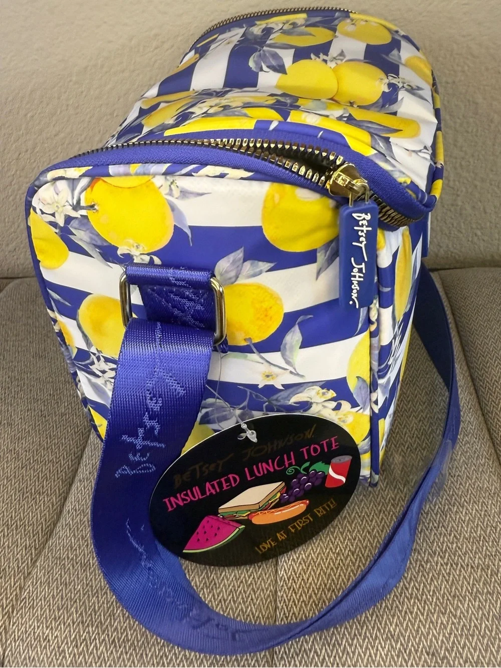Betsey Johnson Insulted Lunch Tote, Lemon Print - Picture 13 of 15